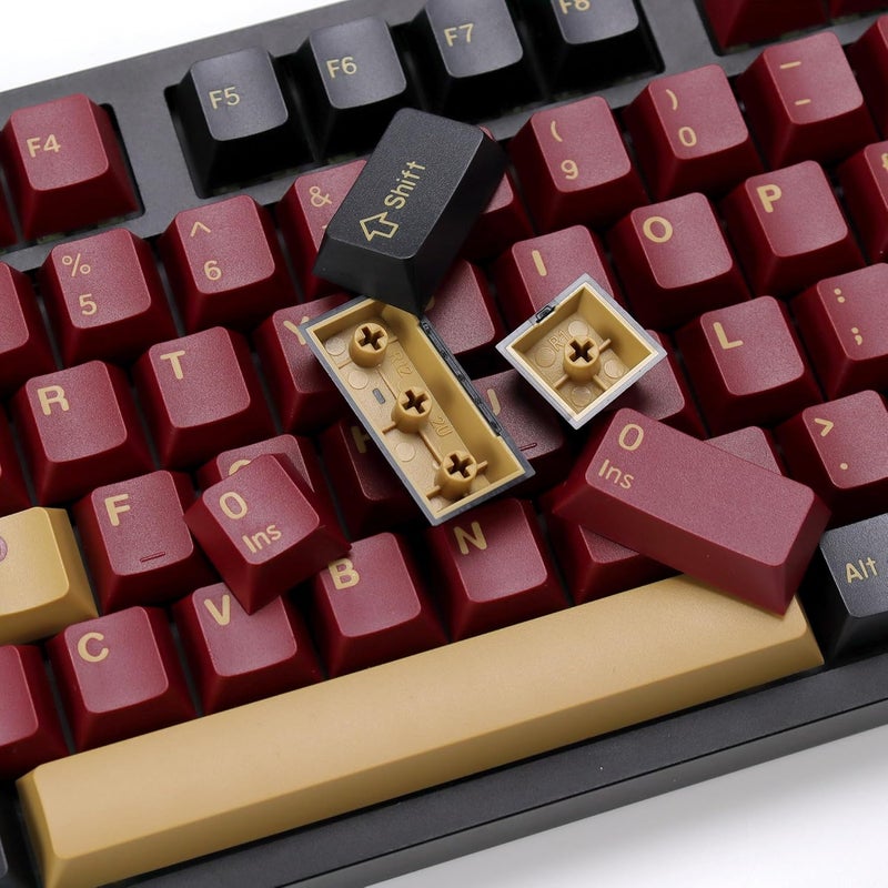 KBDiy 174 Keys Clone Red Samurai Key Caps PBT Double Shot Custom Keycap Set,Keycaps 60 Percent,Cherry Profile Keycaps for GK61/64/68/84/87/100/104/108 Mechanical Keyboard - Image 4